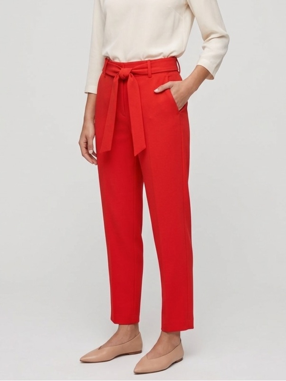 Wilfred Aritzia Red High Waisted Tie Waist Pants Size 4 #224